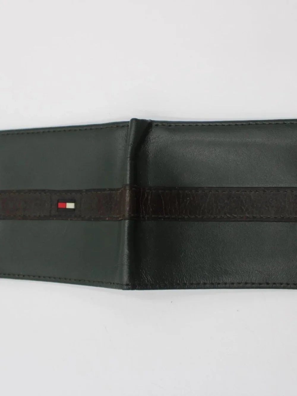 Tommy Hilfiger Genuine Leather Bifold Wallet Gray Black Logo Multi Card Slots